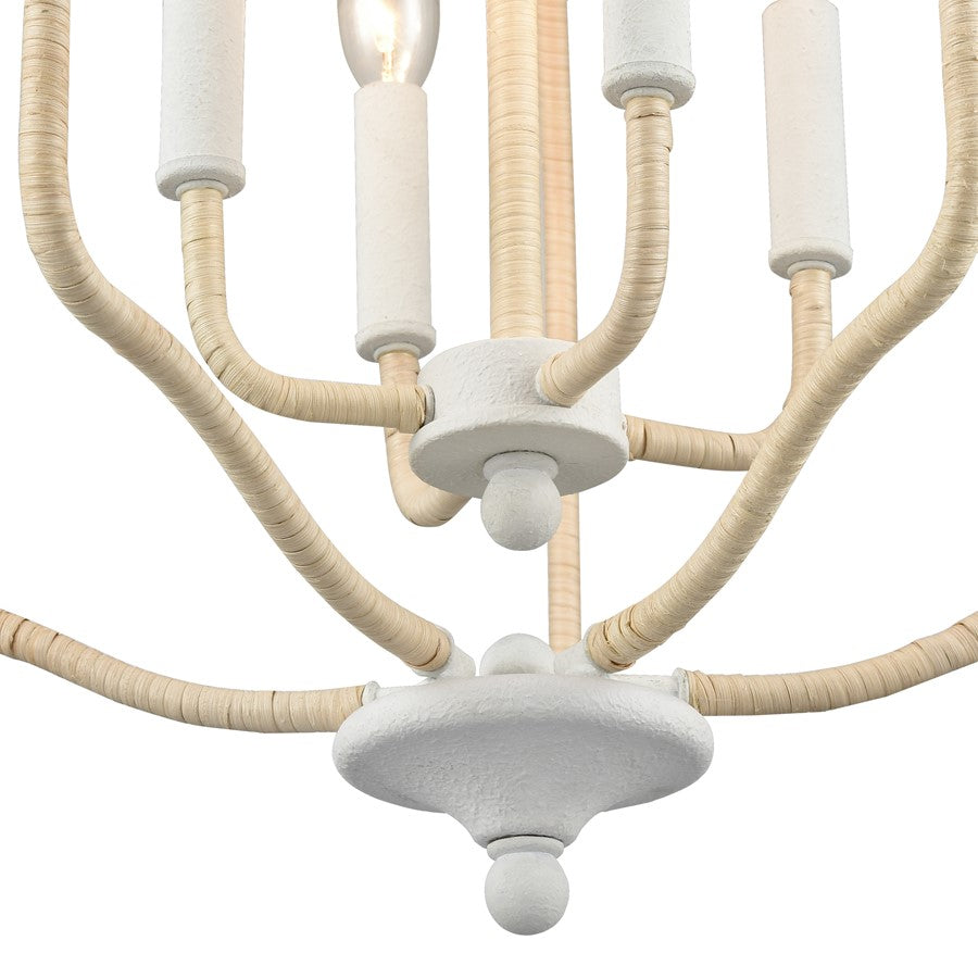 Atlas Lighting Breezeway 17.75in 4-Light Pendant | Coastal White Coral and Natural Rattan | Kitchen Island & Dining Room | Model CL11738-WH
