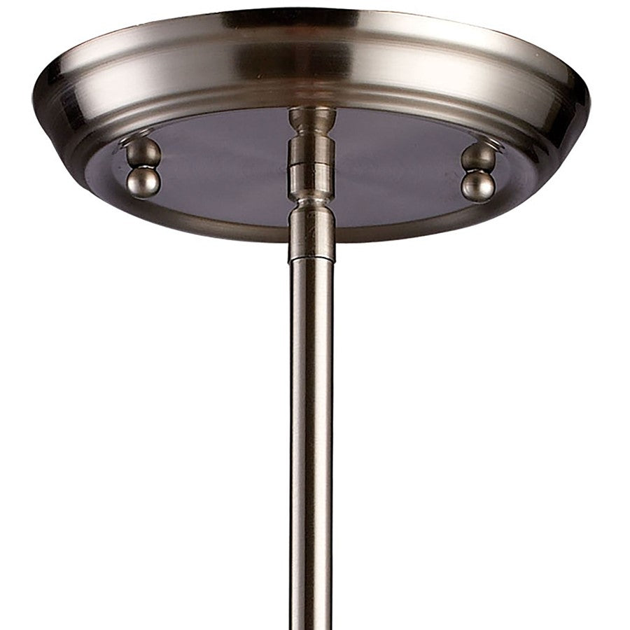 Atlas Lighting Brooksdale 5in 1-Light Mini Pendant | Transitional Satin Nickel and White Frosted Glass | Kitchen Island & Dining | Model CL11741-NK