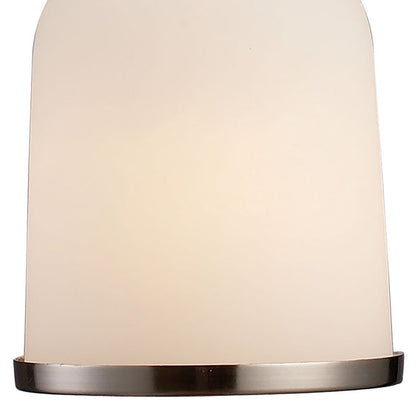 Atlas Lighting Brooksdale 5in 1-Light Mini Pendant | Transitional Satin Nickel and White Frosted Glass | Kitchen Island & Dining | Model CL11741-NK