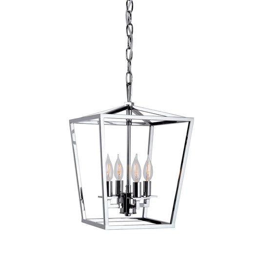 Atlas Lighting Cage 12in 4-Light Lantern Pendant | Traditional Polished Nickel Steel | Kitchen Island & Dining Room | Model CL11742-NK