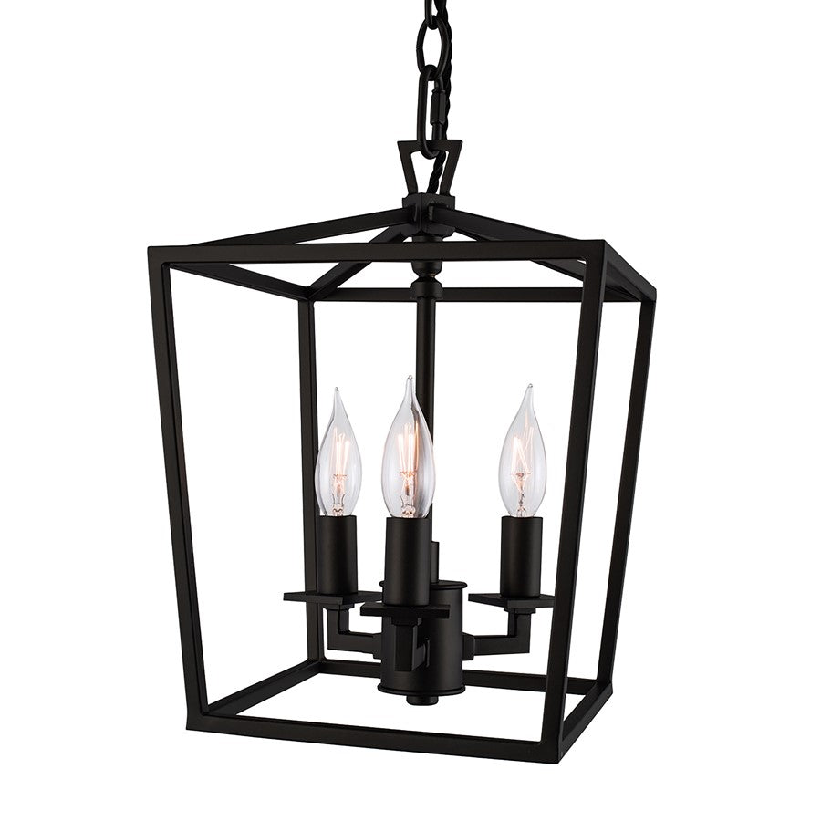 Atlas Lighting Cage 8.5in 3-Light Lantern Pendant | Traditional Matte Black Steel | Kitchen Island & Dining Room | Model CL11743-BK