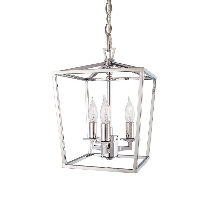 Atlas Lighting Cage 8.5in 3-Light Lantern Pendant | Traditional Polished Nickel Steel | Kitchen Island & Dining Room | Model CL11743-NK