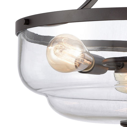 Atlas Lighting Calistoga 17in 3-Light Round Pendant | Traditional Oil Rubbed Bronze and Clear Glass | Kitchen Island & Dining Room | Model CL11744-BZ