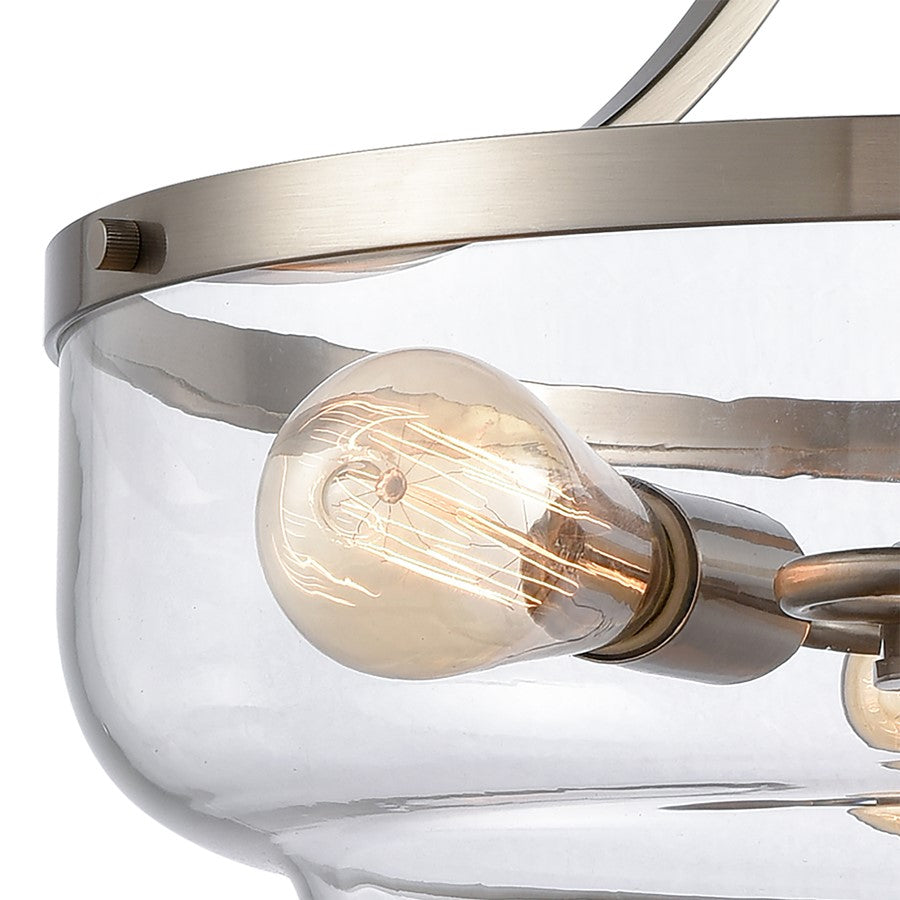 Atlas Lighting Calistoga 17in 3-Light Pendant | Traditional Brushed Nickel and Clear Glass | Kitchen Island & Dining Room | Model CL11744-NK