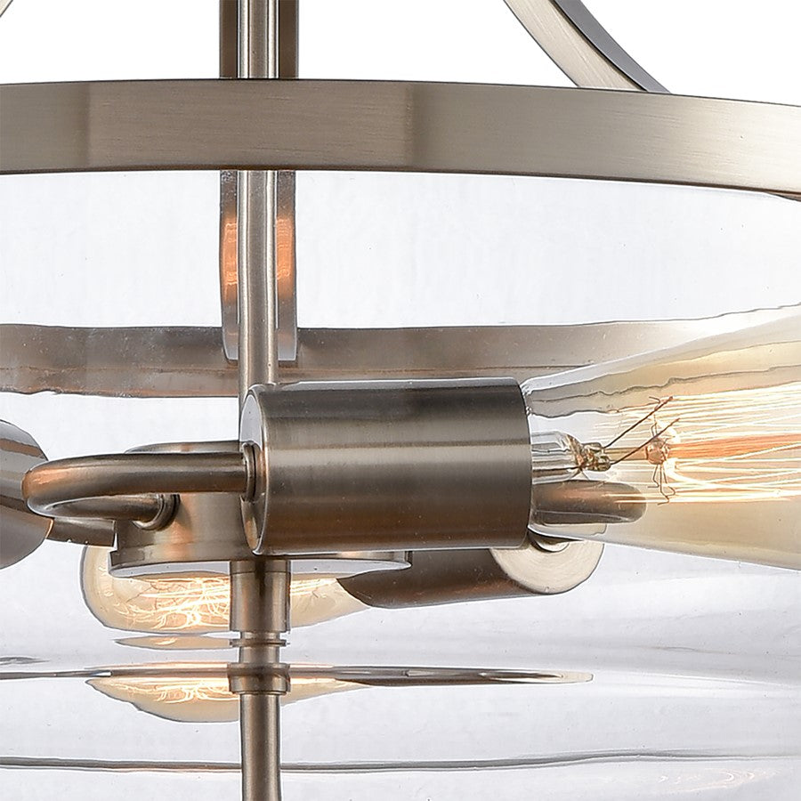 Atlas Lighting Calistoga 17in 3-Light Pendant | Traditional Brushed Nickel and Clear Glass | Kitchen Island & Dining Room | Model CL11744-NK