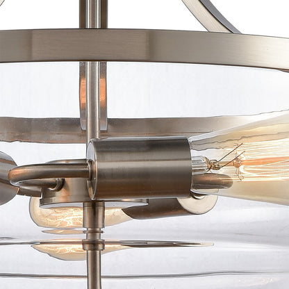 Atlas Lighting Calistoga 17in 3-Light Pendant | Traditional Brushed Nickel and Clear Glass | Kitchen Island & Dining Room | Model CL11744-NK