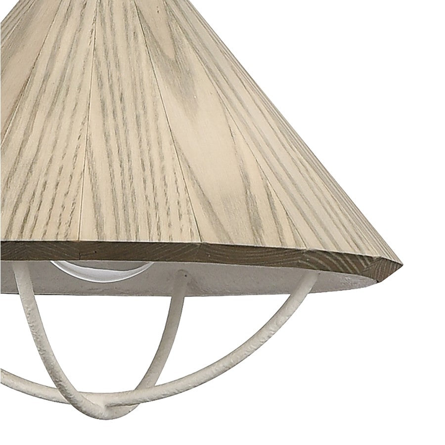 Atlas Lighting Cape May 21in 3-Light Pendant | Transitional White Coral and Gray Wood Shade | Kitchen Island & Dining Room | Model CL11745-WH