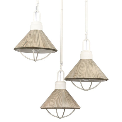 Atlas Lighting Cape May 21in 3-Light Pendant | Transitional White Coral and Gray Wood Shade | Kitchen Island & Dining Room | Model CL11745-WH