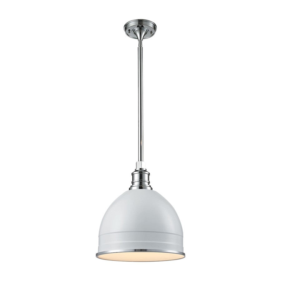 Atlas Lighting Carolton 13in 1-Light Pendant | Transitional Chrome and Gloss White | Kitchen Island & Dining Room | 13 x 13 x 14 in | Model CL11746-WH
