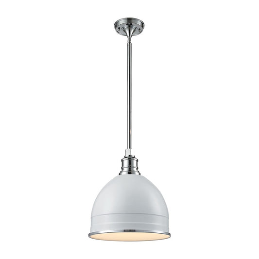 Atlas Lighting Carolton 13in 1-Light Pendant | Transitional Chrome and Gloss White | Kitchen Island & Dining Room | 13 x 13 x 14 in | Model CL11746-WH