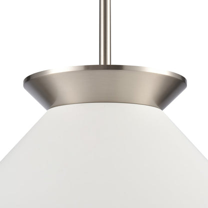 Atlas Lighting Cavendish 20in 1-Light Pendant | Transitional Brushed Nickel and White Metal Shade | Kitchen Island & Dining Room | Model CL11747-NK