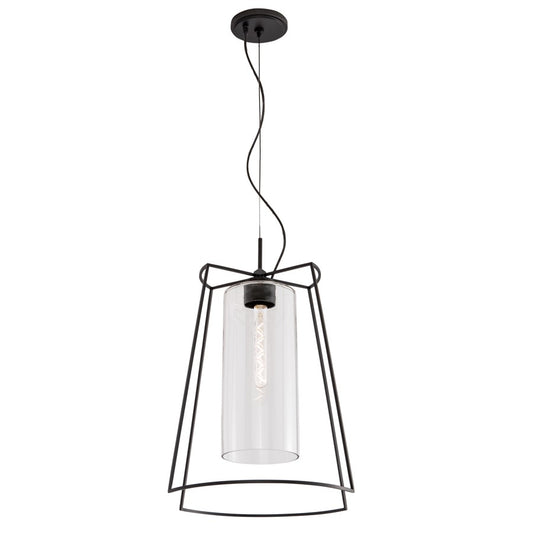Atlas Lighting Cere 14in 1-Light Pendant | Modern Matte Black and Clear Glass | Kitchen Island & Dining Room | Model CL11748-BK
