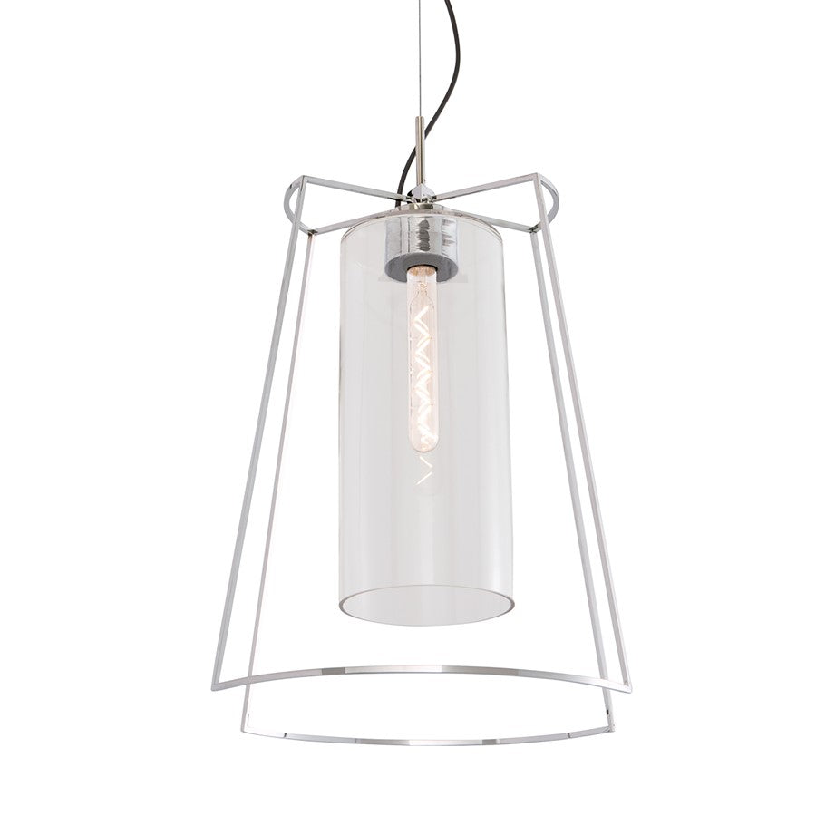 Atlas Lighting Cere 14in 1-Light Pendant | Modern Polished Nickel and Clear Glass | Kitchen Island & Dining Room | Model CL11748-NK
