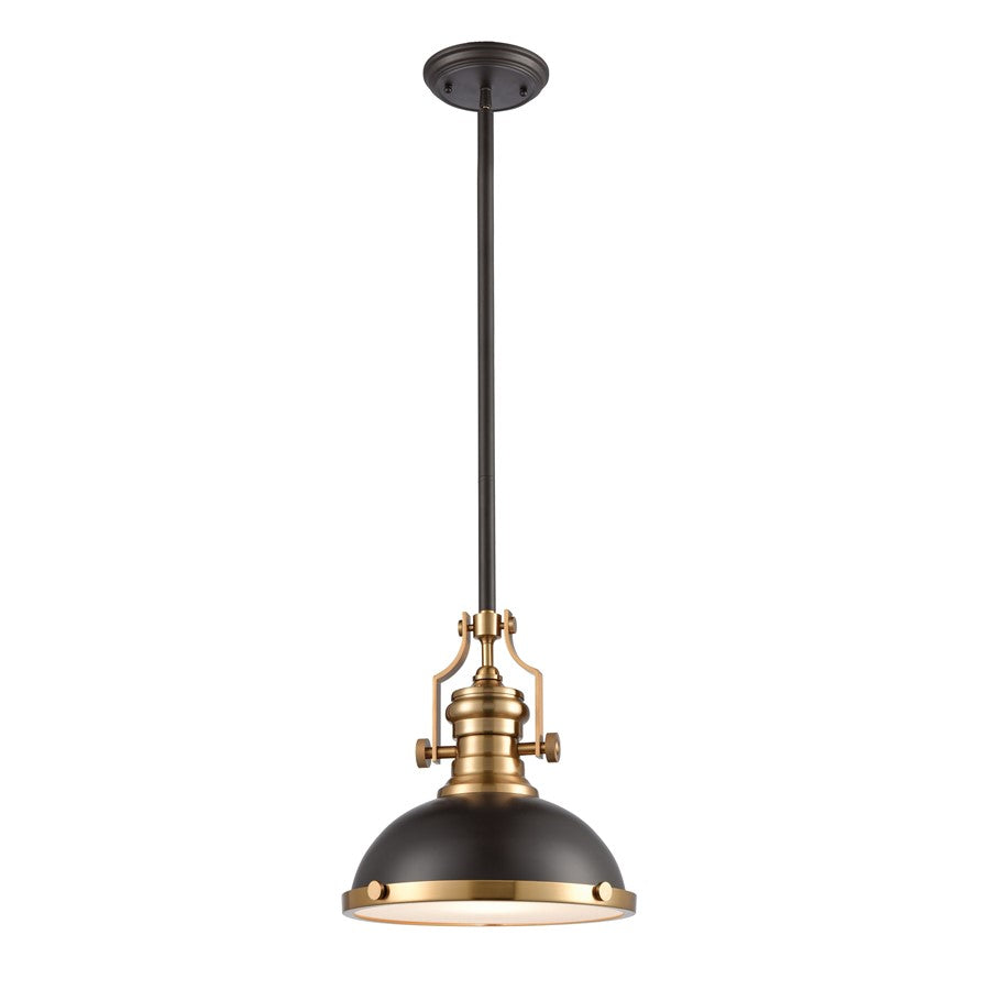 Atlas Lighting Chadwick 13in 1-Light Pendant | Transitional Matte Black Satin Brass Metal | Kitchen Island & Dining Room | Model CL11750-BS2