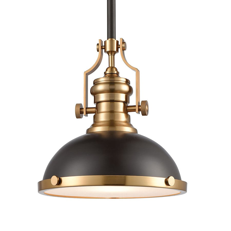 Atlas Lighting Chadwick 13in 1-Light Pendant | Transitional Matte Black Satin Brass Metal | Kitchen Island & Dining Room | Model CL11750-BS2
