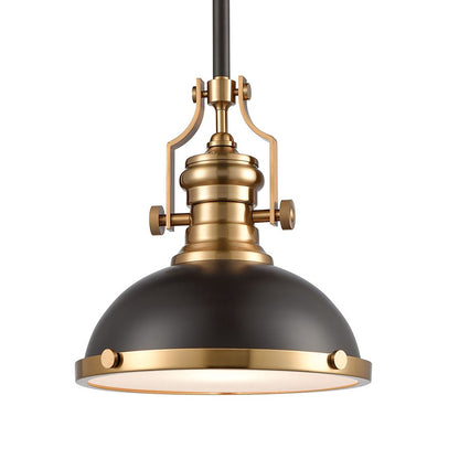 Atlas Lighting Chadwick 13in 1-Light Pendant | Transitional Matte Black Satin Brass Metal | Kitchen Island & Dining Room | Model CL11750-BS2