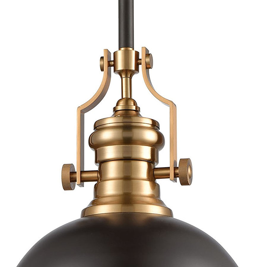 Atlas Lighting Chadwick 13in 1-Light Pendant | Transitional Matte Black Satin Brass Metal | Kitchen Island & Dining Room | Model CL11750-BS2