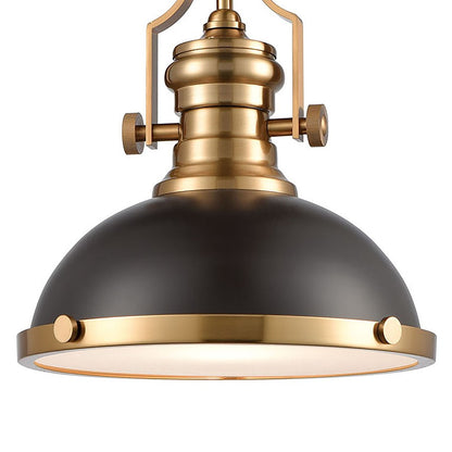 Atlas Lighting Chadwick 13in 1-Light Pendant | Transitional Matte Black Satin Brass Metal | Kitchen Island & Dining Room | Model CL11750-BS2