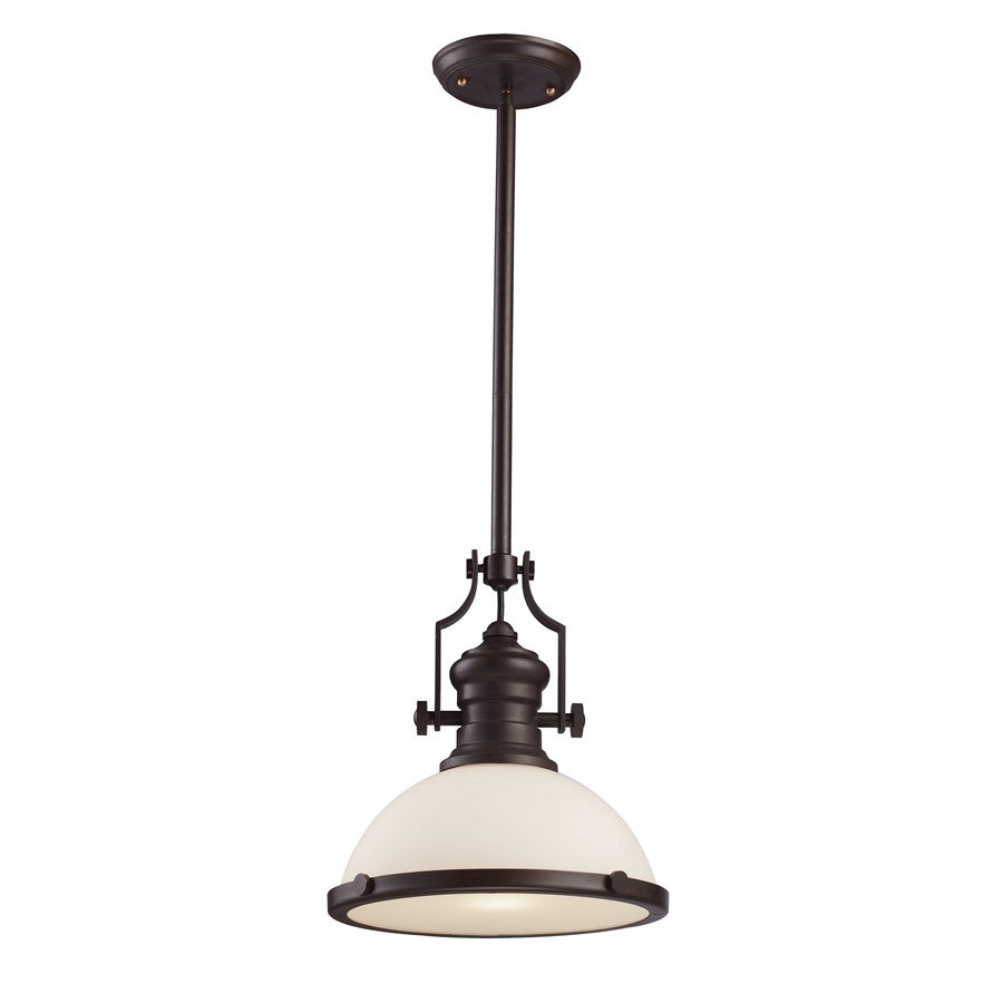 Atlas Lighting Chadwick 13in 1-Light Pendant | Transitional Oil Rubbed Bronze Frosted Glass | Kitchen Island & Dining Room | Model CL11750-BZ2
