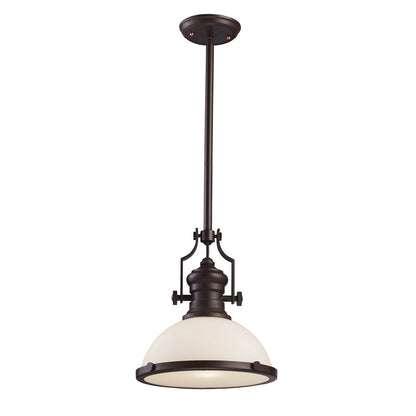 Atlas Lighting Chadwick 13in 1-Light Pendant | Transitional Oil Rubbed Bronze Frosted Glass | Kitchen Island & Dining Room | Model CL11750-BZ2