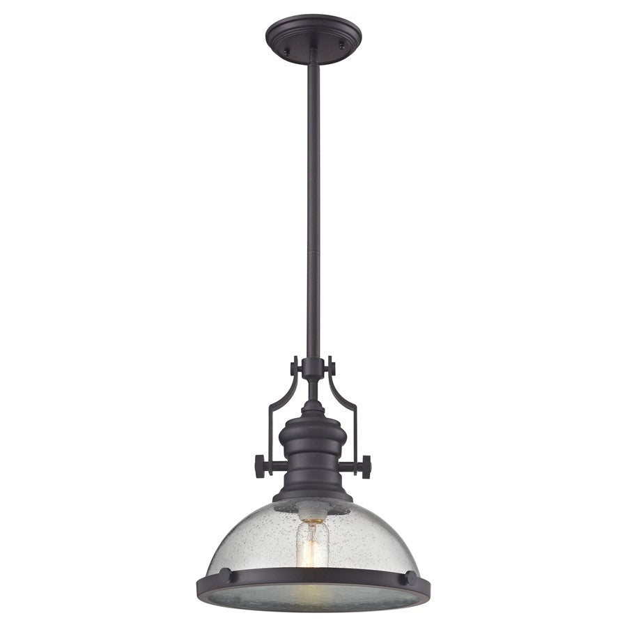 Atlas Lighting Chadwick 13in 1-Light Pendant | Transitional Oil Rubbed Bronze and Clear Seeded Glass | Kitchen Island & Dining | Model CL11750-BZ3