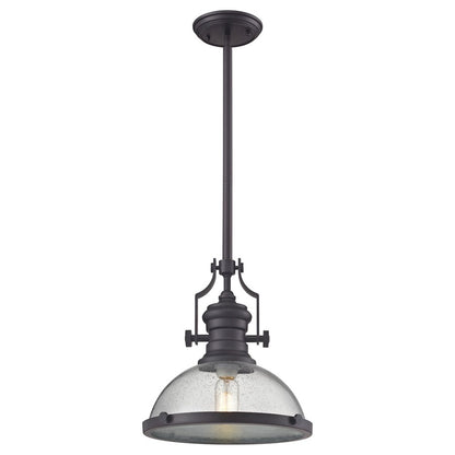 Atlas Lighting Chadwick 13in 1-Light Pendant | Transitional Oil Rubbed Bronze and Clear Seeded Glass | Kitchen Island & Dining | Model CL11750-BZ3