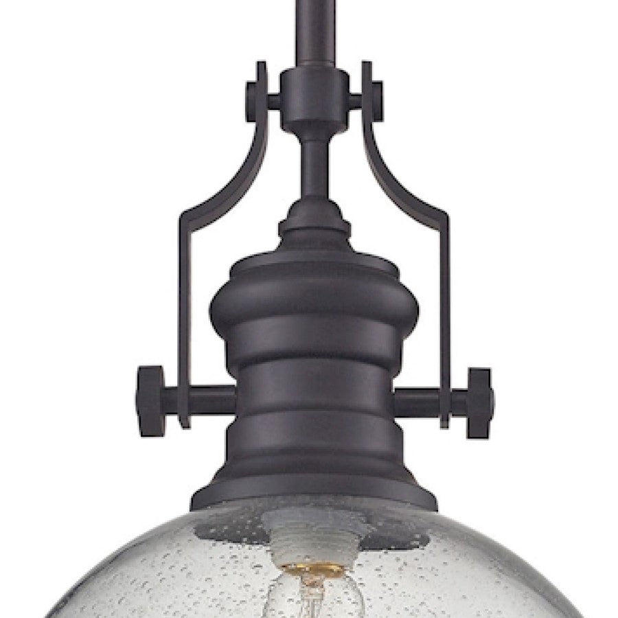 Atlas Lighting Chadwick 13in 1-Light Pendant | Transitional Oil Rubbed Bronze and Clear Seeded Glass | Kitchen Island & Dining | Model CL11750-BZ3