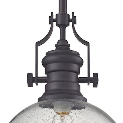 Atlas Lighting Chadwick 13in 1-Light Pendant | Transitional Oil Rubbed Bronze and Clear Seeded Glass | Kitchen Island & Dining | Model CL11750-BZ3