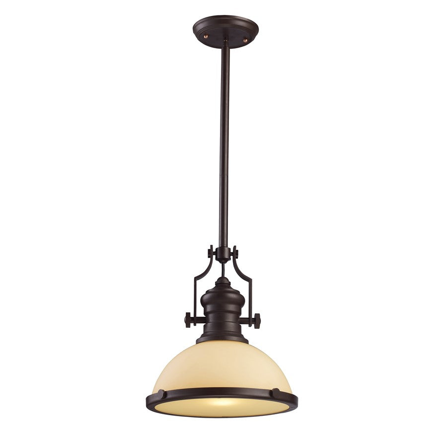 Atlas Lighting Chadwick 13in 1-Light Pendant | Transitional Oil Rubbed Bronze and White Frosted Glass | Kitchen Island & Dining | Model CL11750-BZ4