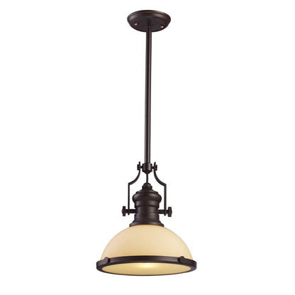 Atlas Lighting Chadwick 13in 1-Light Pendant | Transitional Oil Rubbed Bronze and White Frosted Glass | Kitchen Island & Dining | Model CL11750-BZ4