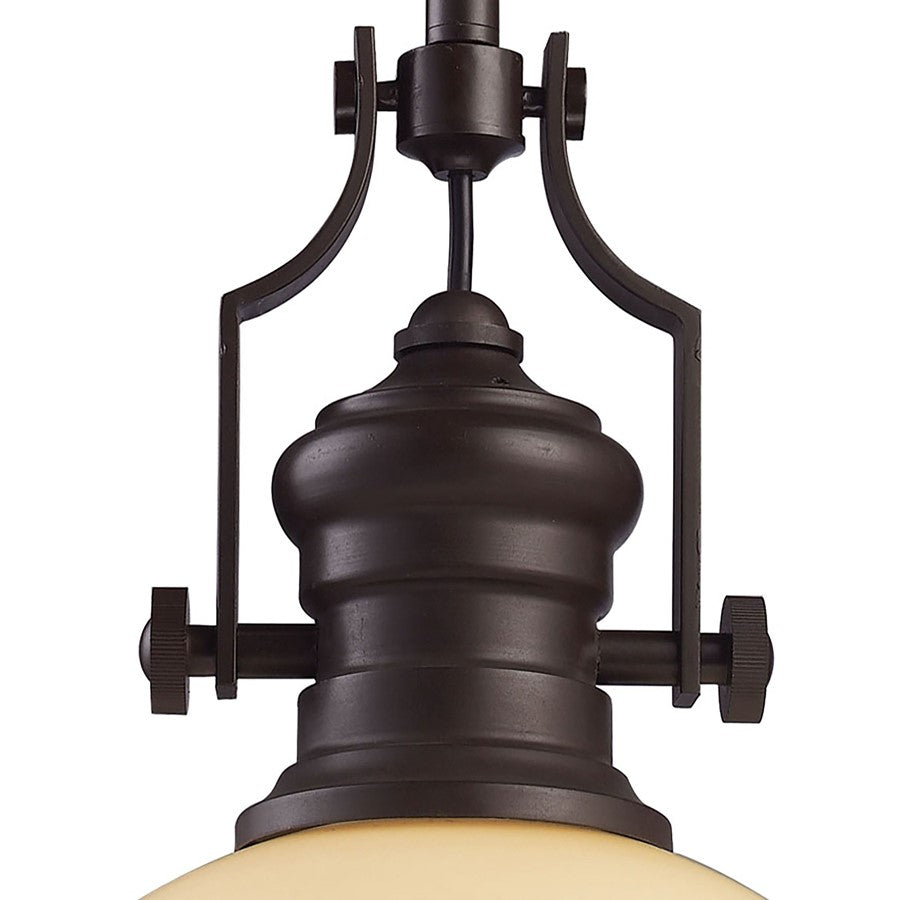 Atlas Lighting Chadwick 13in 1-Light Pendant | Transitional Oil Rubbed Bronze and White Frosted Glass | Kitchen Island & Dining | Model CL11750-BZ4
