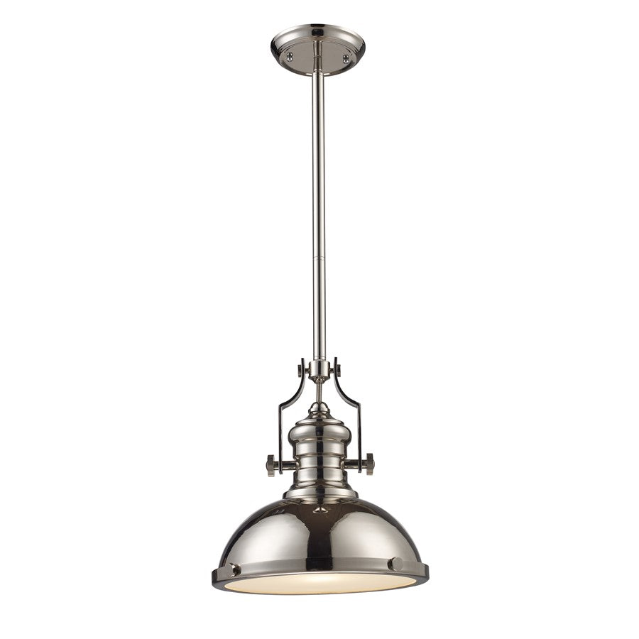 Atlas Lighting Chadwick 13in 1-Light Pendant | Transitional Chrome and Polished Nickel Metal | Kitchen Island & Dining Room | Model CL11750-CH1