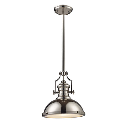 Atlas Lighting Chadwick 13in 1-Light Pendant | Transitional Chrome and Polished Nickel Metal | Kitchen Island & Dining Room | Model CL11750-CH1