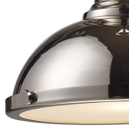 Atlas Lighting Chadwick 13in 1-Light Pendant | Transitional Chrome and Polished Nickel Metal | Kitchen Island & Dining Room | Model CL11750-CH1