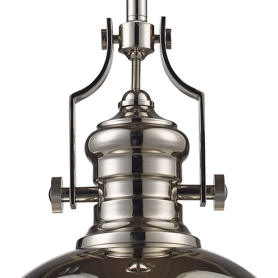 Atlas Lighting Chadwick 13in 1-Light Pendant | Transitional Chrome and Polished Nickel Metal | Kitchen Island & Dining Room | Model CL11750-CH1