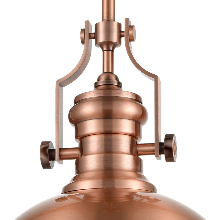 Atlas Lighting Chadwick 13in 1-Light Pendant | Transitional Antique Copper Dome Metal | Kitchen Island & Dining Room | Model CL11750-CO1