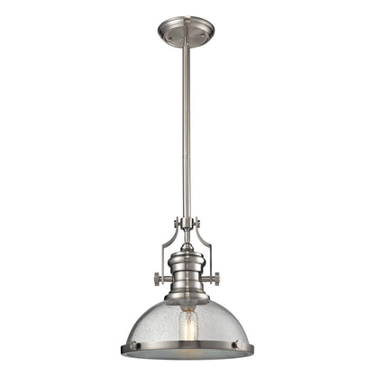 Atlas Lighting Chadwick 13in 1-Light Pendant | Transitional Satin Nickel and Clear Seeded Glass | Kitchen Island & Dining Room | Model CL11750-NK3