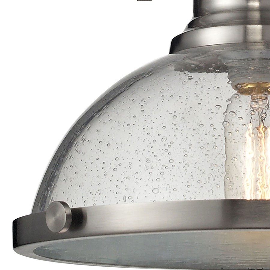 Atlas Lighting Chadwick 13in 1-Light Pendant | Transitional Satin Nickel and Clear Seeded Glass | Kitchen Island & Dining Room | Model CL11750-NK3