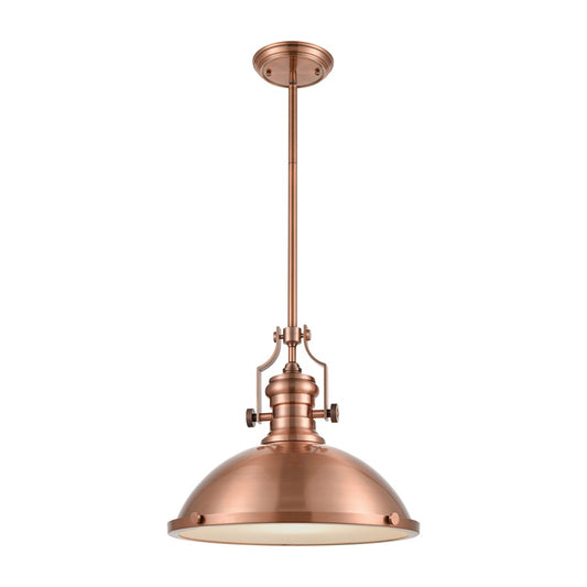 Atlas Lighting Chadwick 17in 1-Light Pendant | Transitional Antique Copper and Copper Metal Shade | Kitchen Island & Dining Room | Model CL11751-CO