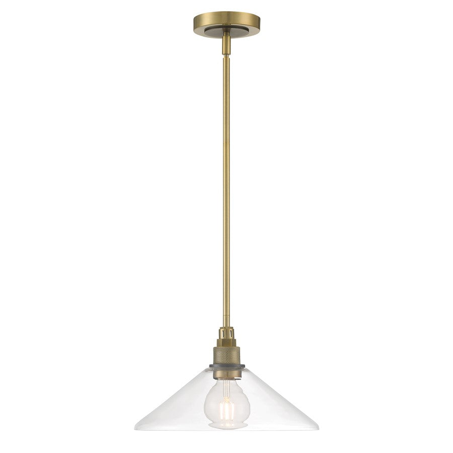 Atlas Lighting Charis 12.5in 1-Light Pendant | Transitional Antique Brass and Oil Rubbed Bronze with Clear Glass | Kitchen Island | Model CL11752-BS