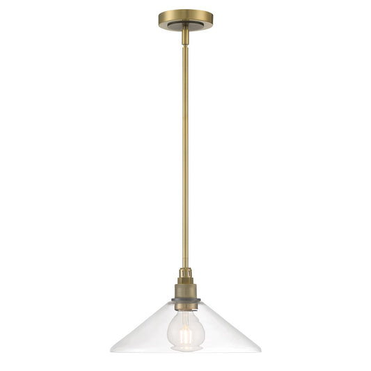 Atlas Lighting Charis 12.5in 1-Light Pendant | Transitional Antique Brass and Oil Rubbed Bronze with Clear Glass | Kitchen Island | Model CL11752-BS