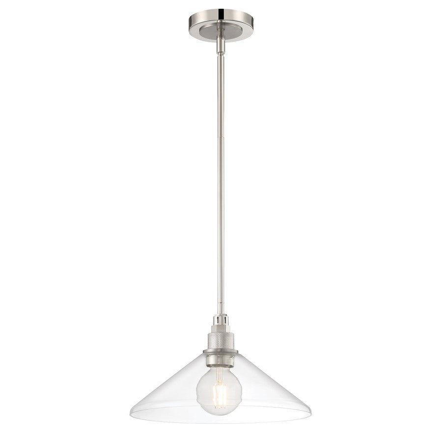 Atlas Lighting Charis 12.5in 1-Light Pendant | Transitional Polished Nickel and Brushed Nickel with Clear Glass | Kitchen Island | Model CL11752-NK