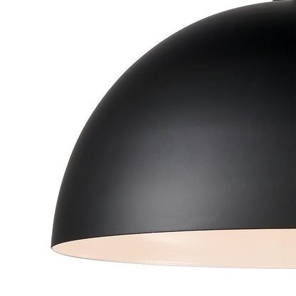 Atlas Lighting Chelsea 12in 1-Light Pendant | Modern Black Metal Dome | Kitchen Island & Dining Room | 12 x 12 x 7.5 in | Model CL11753-BK