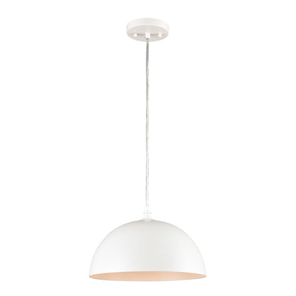 Atlas Lighting Chelsea 12in 1-Light Pendant | Modern White Metal Dome | Kitchen Island & Dining Room | 12 x 12 x 7.5 in | Model CL11753-WH