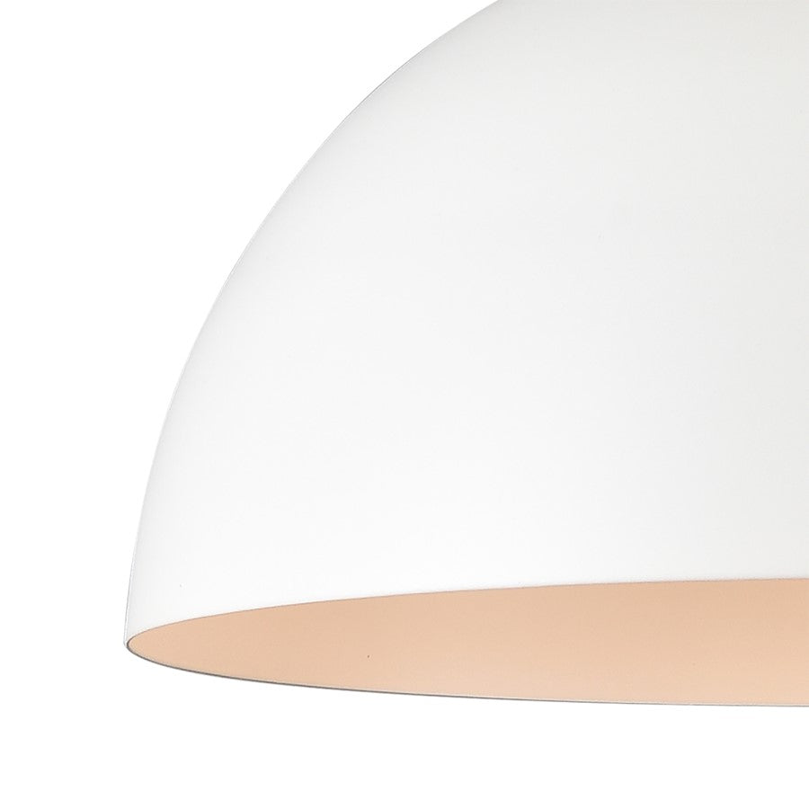 Atlas Lighting Chelsea 12in 1-Light Pendant | Modern White Metal Dome | Kitchen Island & Dining Room | 12 x 12 x 7.5 in | Model CL11753-WH