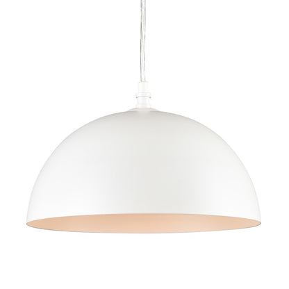 Atlas Lighting Chelsea 12in 1-Light Pendant | Modern White Metal Dome | Kitchen Island & Dining Room | 12 x 12 x 7.5 in | Model CL11753-WH