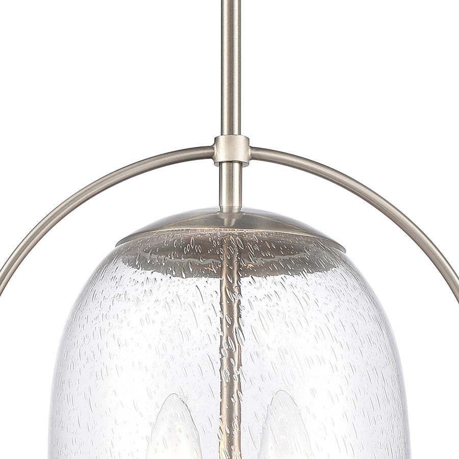 Atlas Lighting Connection 12in 2-Light Pendant | Transitional Satin Nickel and Clear Seeded Glass | Kitchen Island & Dining Room | Model CL11755-NK