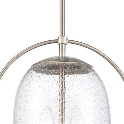 Atlas Lighting Connection 12in 2-Light Pendant | Transitional Satin Nickel and Clear Seeded Glass | Kitchen Island & Dining Room | Model CL11755-NK