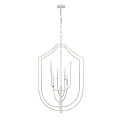 Atlas Lighting Continuance 26in 6-Light Pendant | Modern Textured White and Satin Brass Linear | Kitchen Island & Dining Room | Model CL11756-WH
