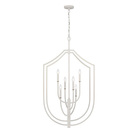 Atlas Lighting Continuance 26in 6-Light Pendant | Modern Textured White and Satin Brass Linear | Kitchen Island & Dining Room | Model CL11756-WH